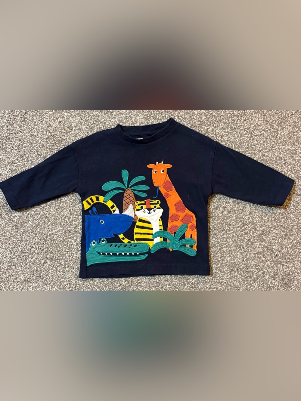 next Navy Long Sleeve Tee with Colorful Animal Appliqués